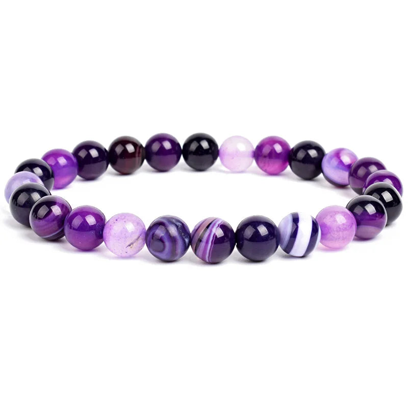 Natural Stone Beads Bracelet Women Men Amethyst Aquamarine