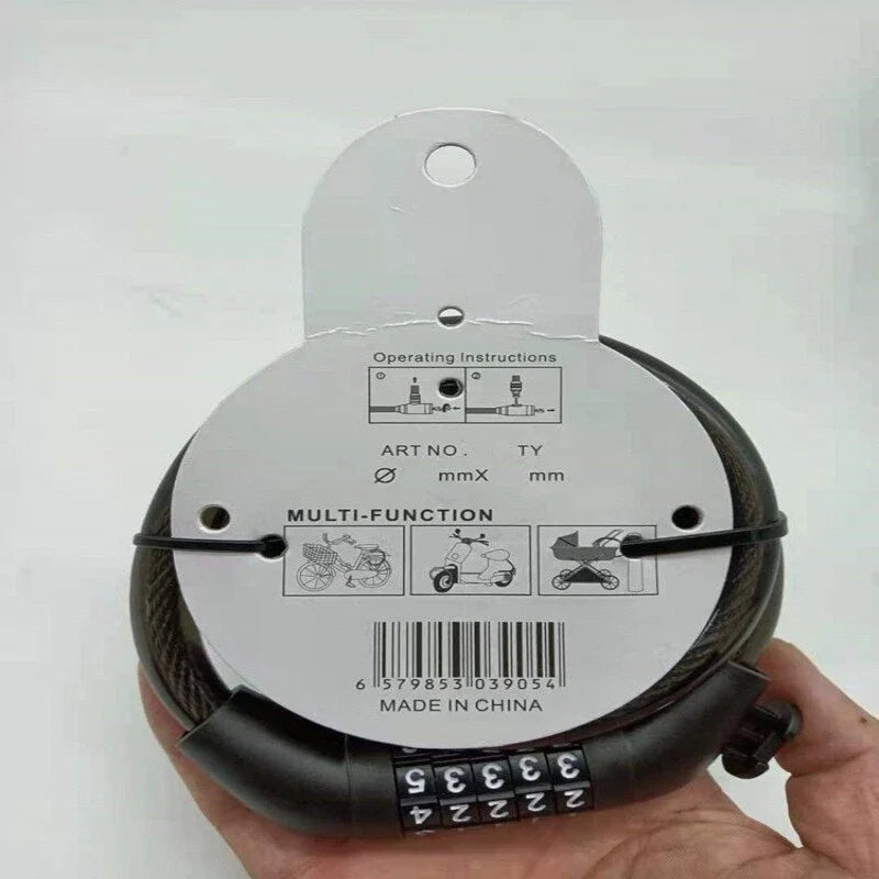 Bicycle Lock 5 Digit Code 110cm Steel Cable Anti Theft Security