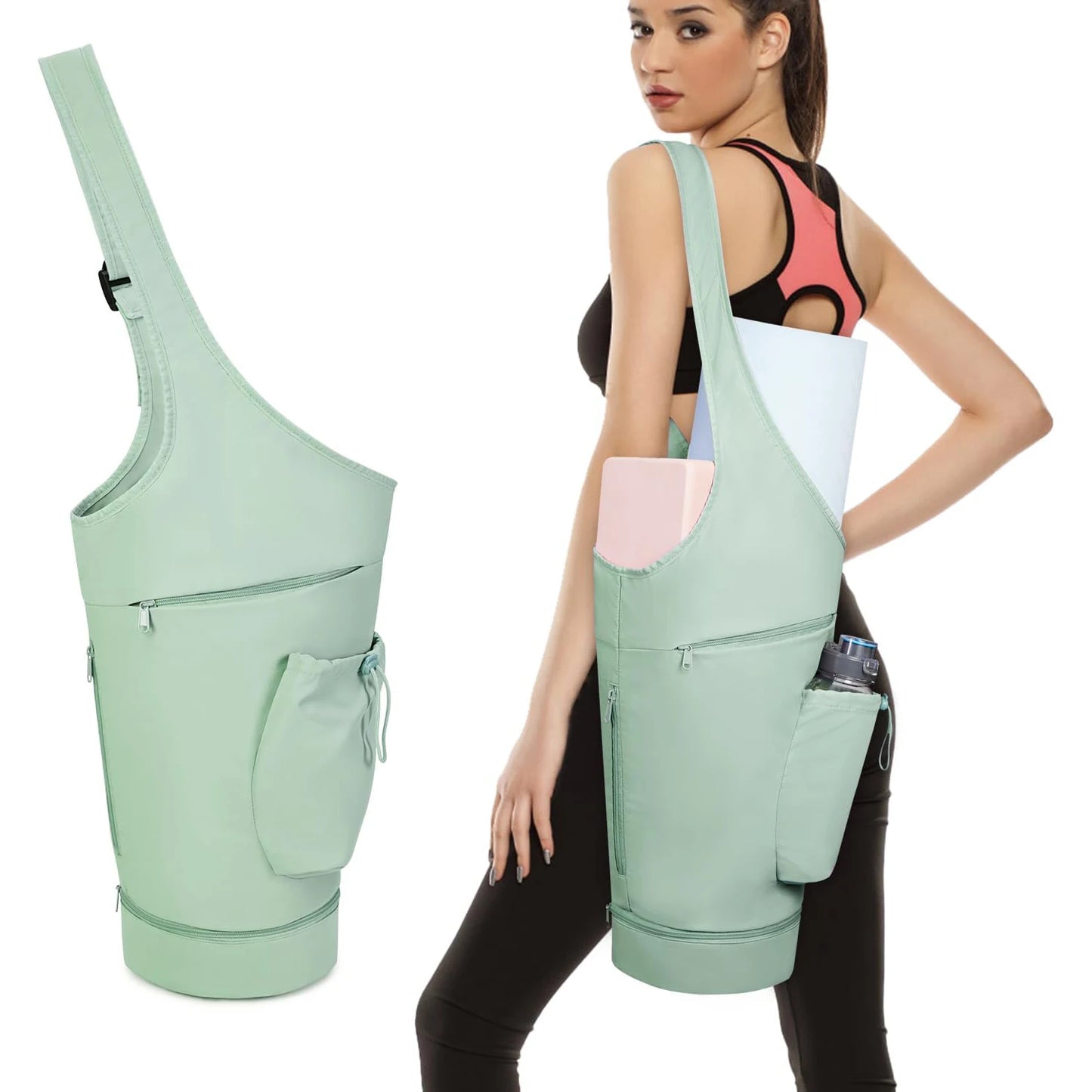 Large Yoga Mat Bag with Waterproof Pocket and Adjustable Shoulder Strap