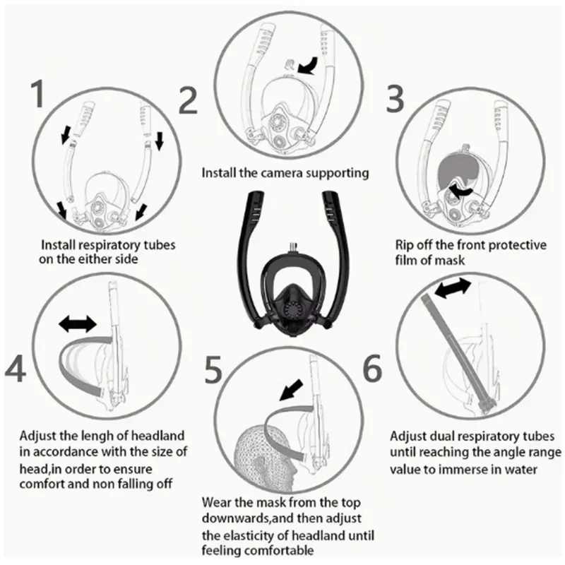 Professional Adults 180° Full Face Snorkel Mask Wide-Eye Panoramic Vision Advanced Anti-Fog Leak-Proof Underwater Adventures