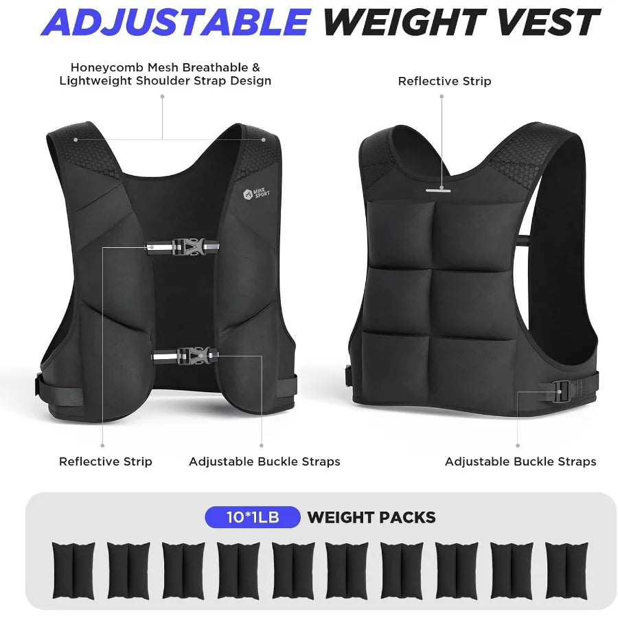 Adjustable Weighted Vest 2 To 10 Lbs Soft Washable For Women Men Large Pocket