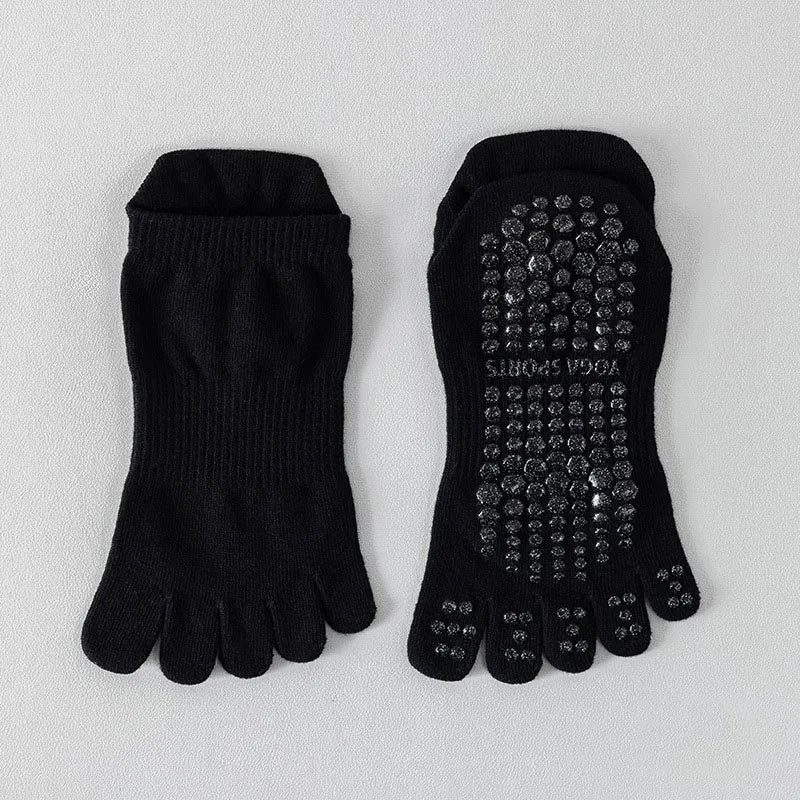 Women Full Toe Yoga Socks Non Slip Silicone Grip Pilates Five Toe Socks