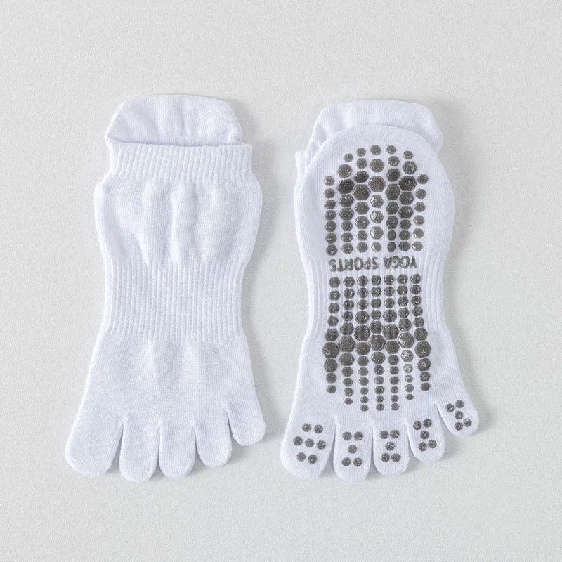 Women Full Toe Yoga Socks Non Slip Silicone Grip Pilates Five Toe Socks