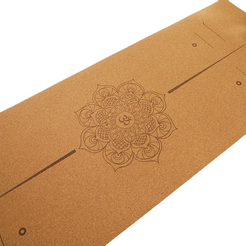 Natural Rubber and Cork Yoga Mat Extra Wide 5mm Thick with Alignment Lines