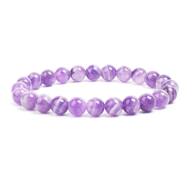 Natural Stone Beads Bracelet Women Men Amethyst Aquamarine