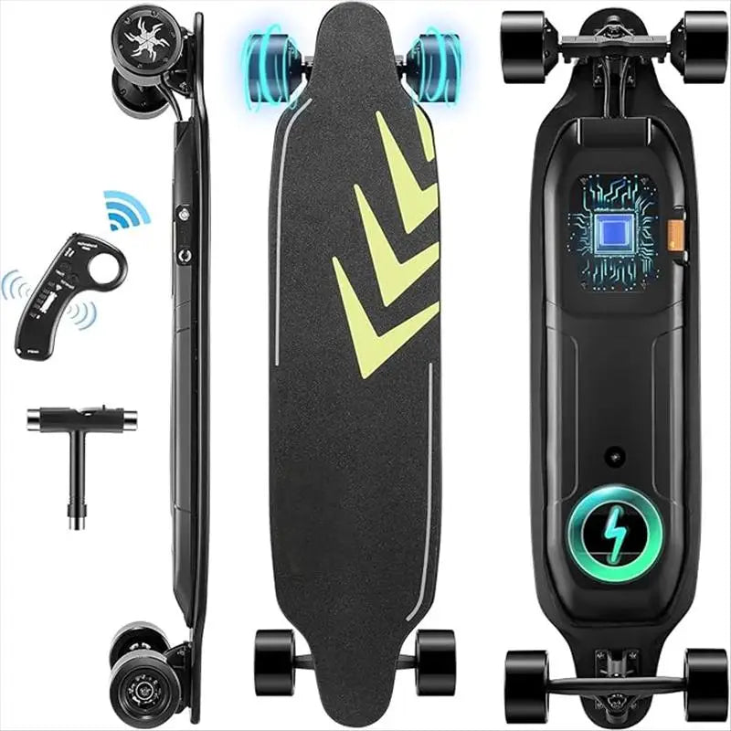 Caroma 38 Inch Electric Skateboard with Remote Control 1200W Brushless Motor 28 MPH Top Speed 300 lbs Max Load Safety Glow Paper