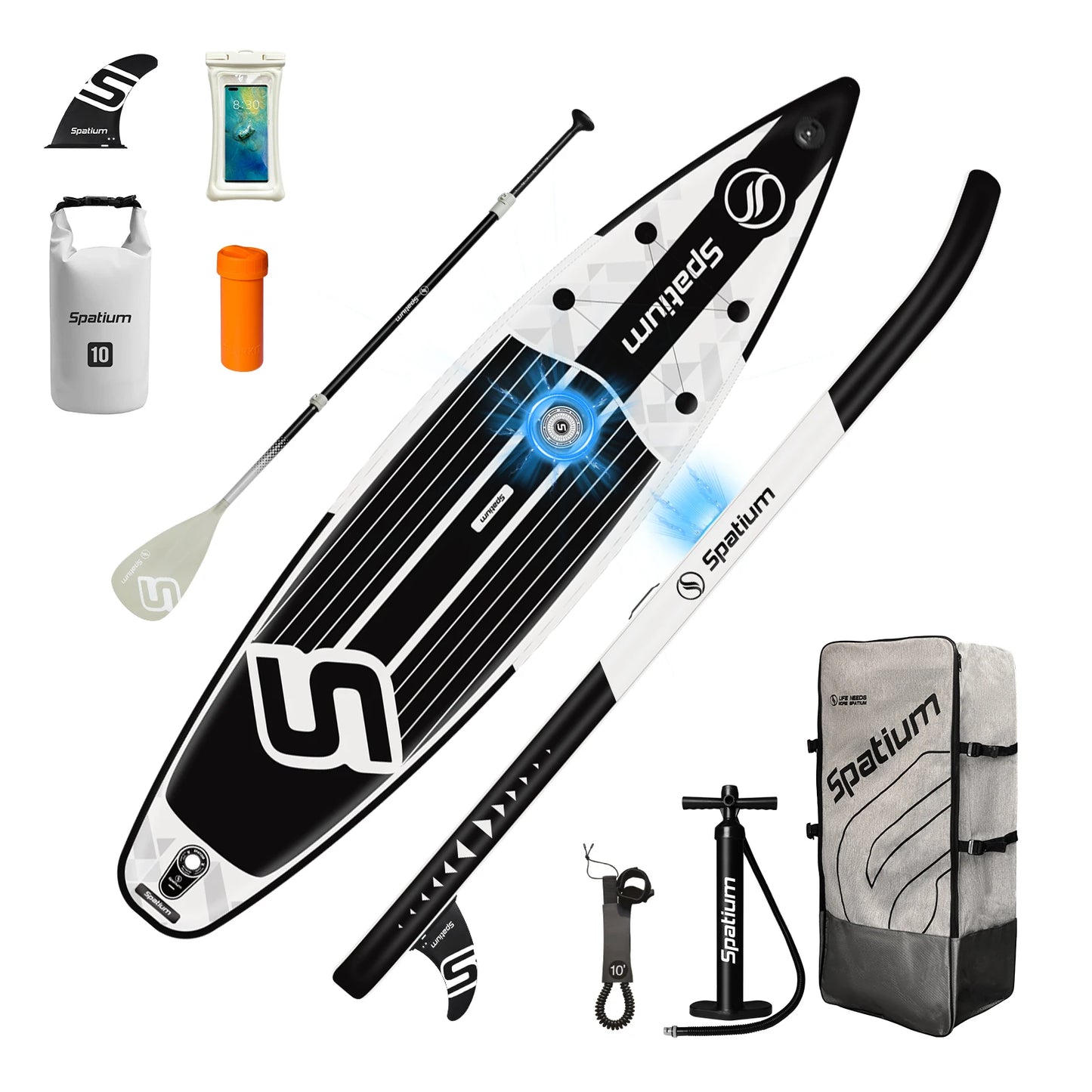 Spatium Touring Non Slip Inflatable Stand Up Paddle Board Kit With Pump Backpack