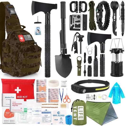 268 Pcs Emergency Survival Gear Kit With First Aid And Crossbody Bag For Camping