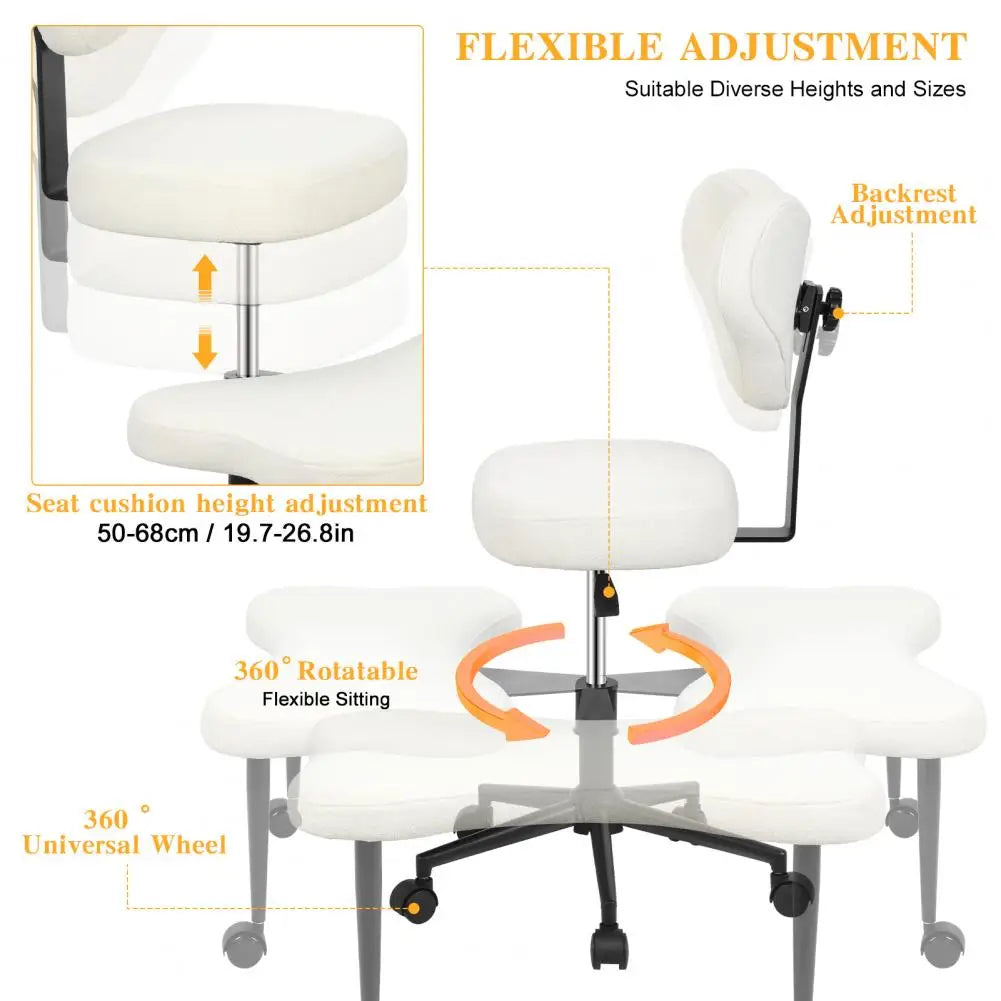 Yoga Chair with Back Support and Wheels for Meditation and Home Office Use