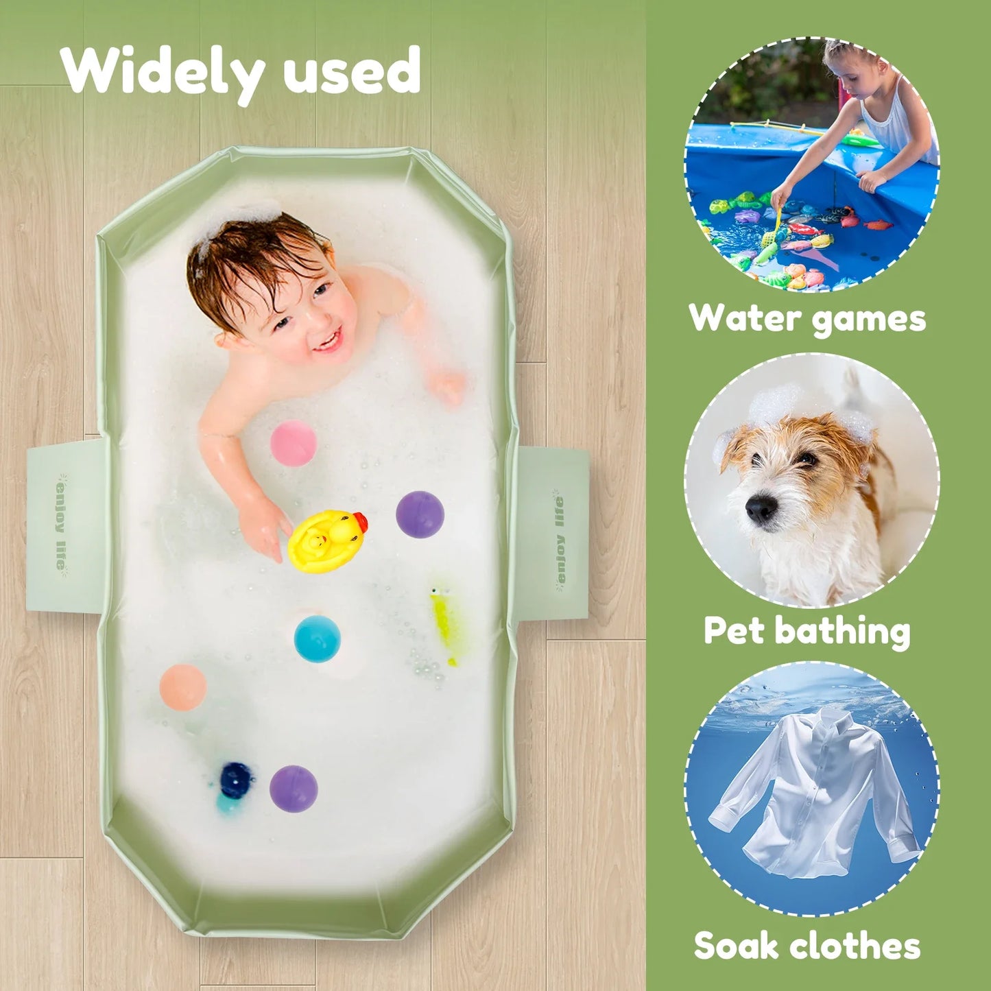 Foldable Baby Bath Tub Portable PVC Collapsible Spa for Newborns with Toys