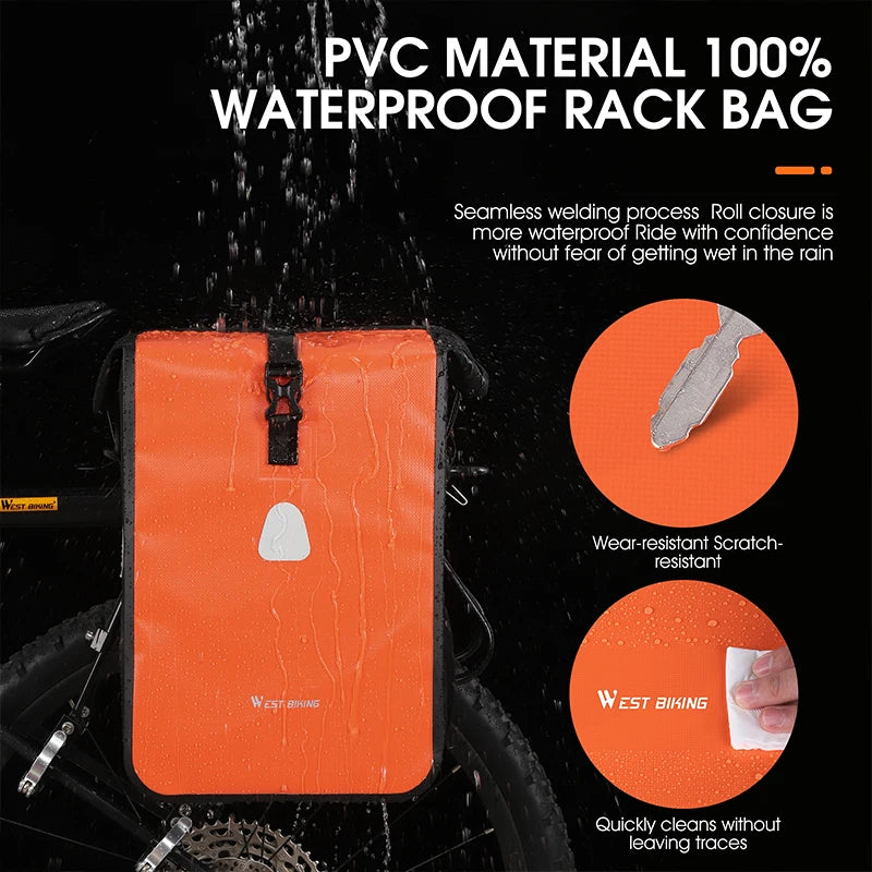 West Biking Reflective Rear Seat Trunk Bag Waterproof Large Capacity Panniers
