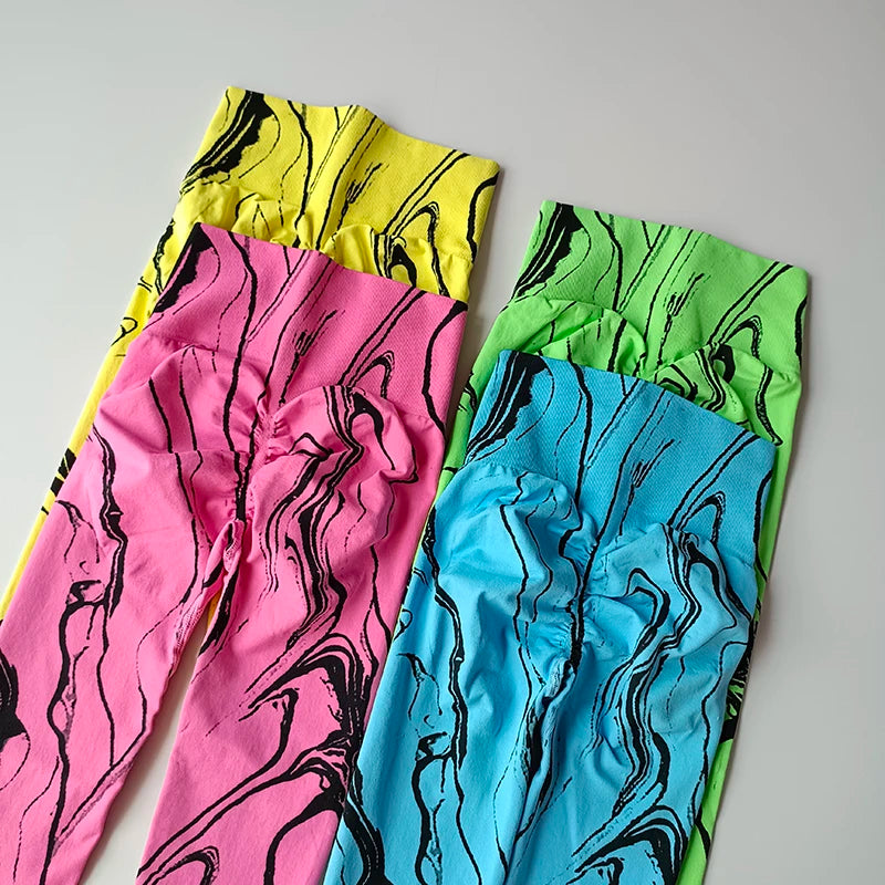 Printed High Waist Seamless Leggings Quick Dry Yoga Pants