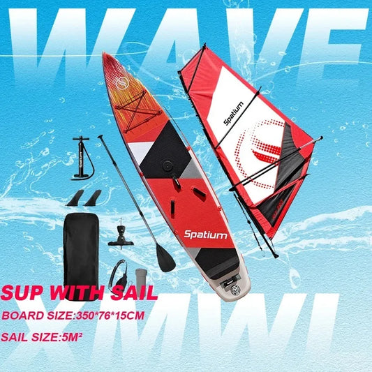 2 in 1 Windsurf Sail and SUP Board Inflatable Surfboard Sailing Kit