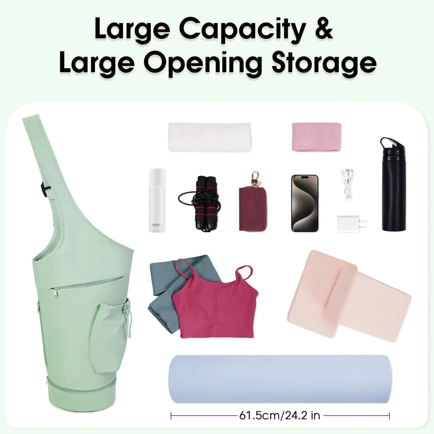 Large Yoga Mat Bag with Waterproof Pocket and Adjustable Shoulder Strap