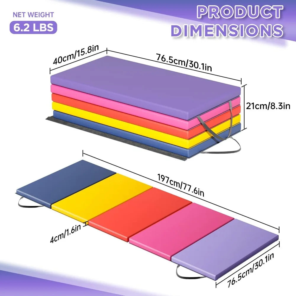 Portable Gymnastics Tumbling Mat Foldable Yoga Mat For Home Practice