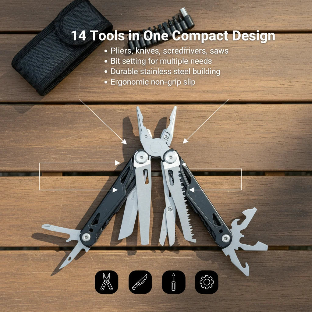27 In 1 Multitool Pliers Stainless Steel Survival Tool For Camping Fishing