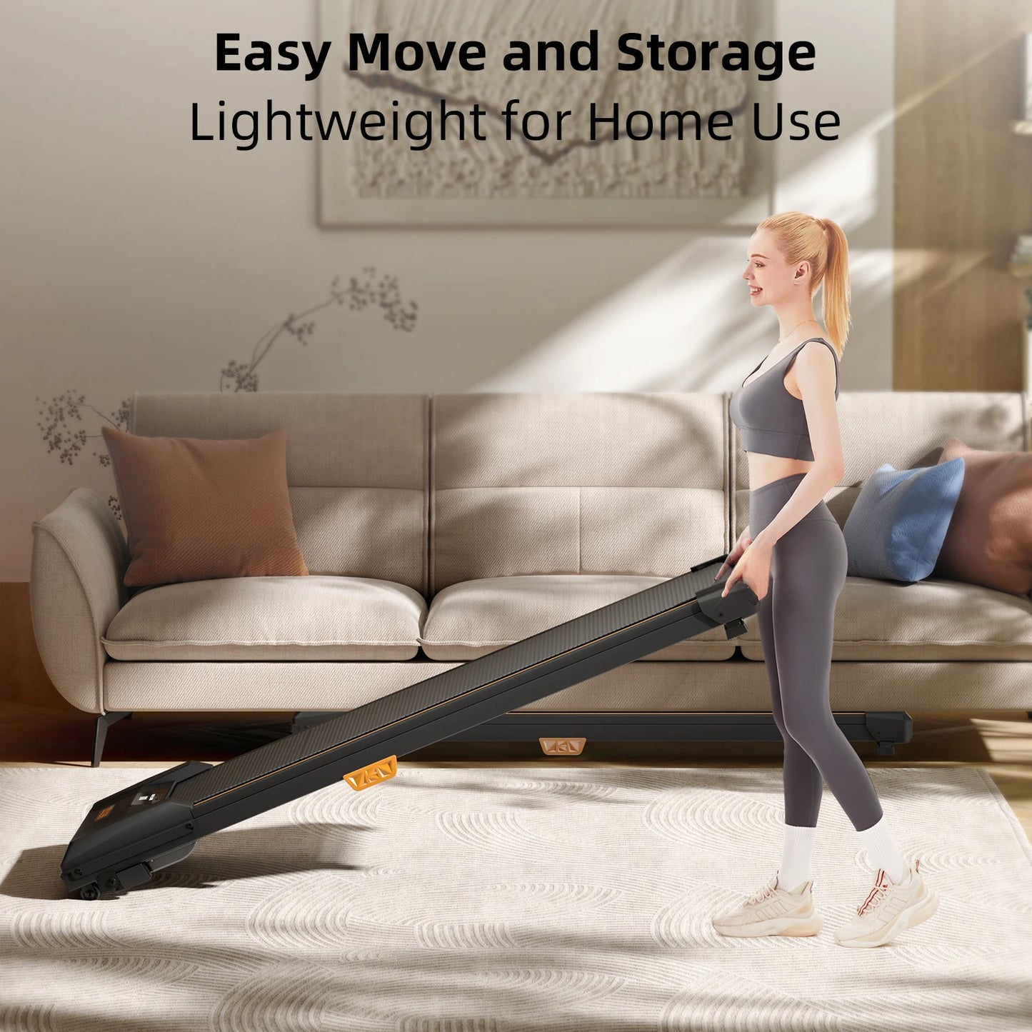 Under Desk Treadmill with Incline 330lbs Capacity Compact Portable Walking Pad
