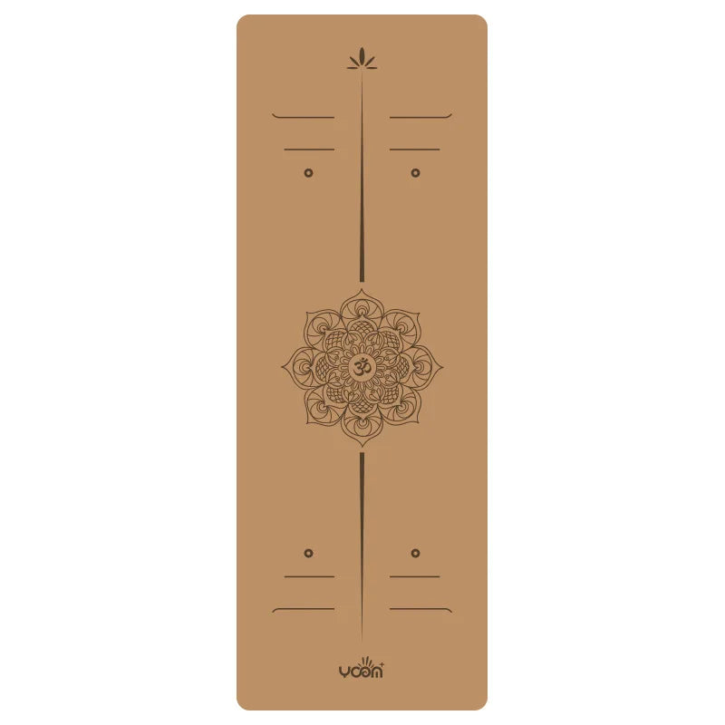 Natural Rubber and Cork Yoga Mat Extra Wide 5mm Thick with Alignment Lines