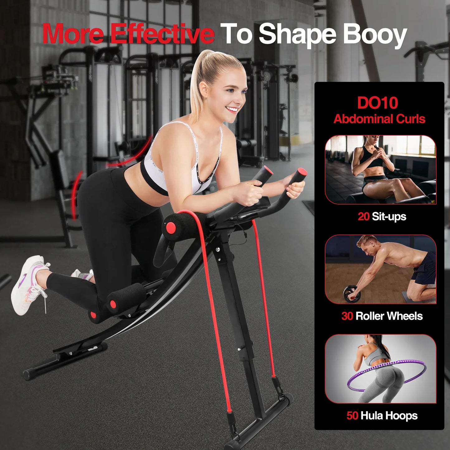 GIKPAL Foldable Ab Machine Core Trainer with LCD Display for Home Gym