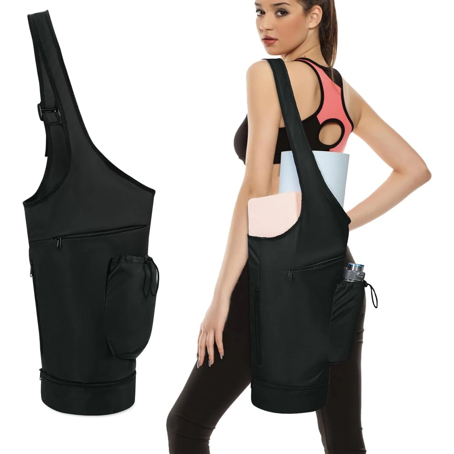 Large Yoga Mat Bag with Waterproof Pocket and Adjustable Shoulder Strap