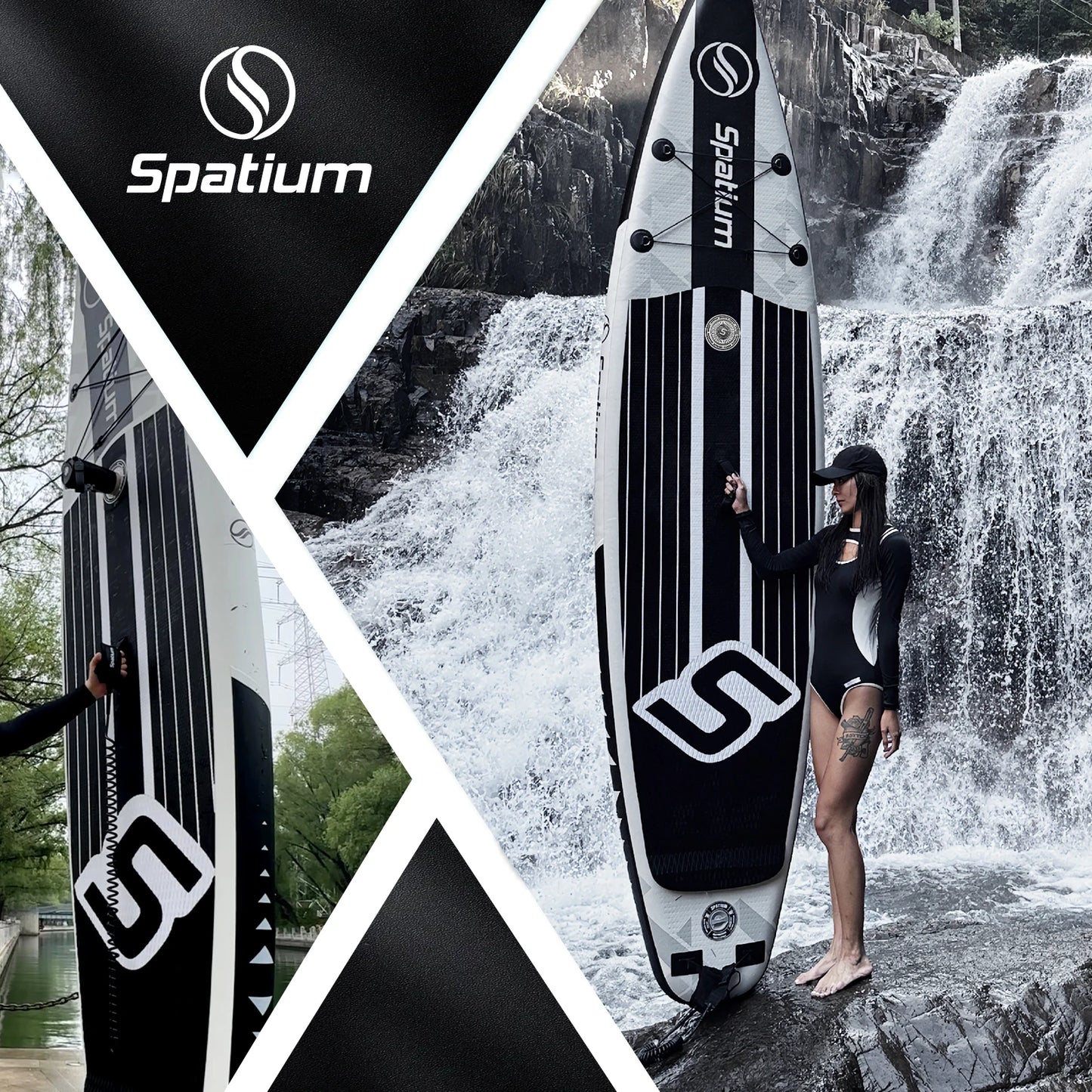 Spatium Touring Non Slip Inflatable Stand Up Paddle Board Kit With Pump Backpack