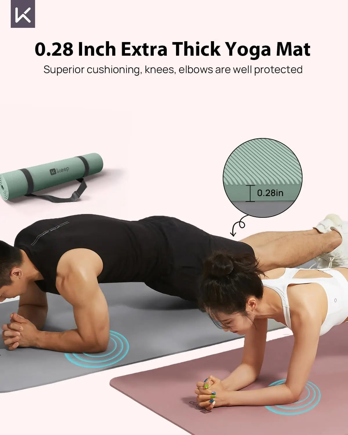 Extra Wide 32" Yoga Mat, 7mm Thick Non-Slip Eco-Friendly for Pilates and Fitness