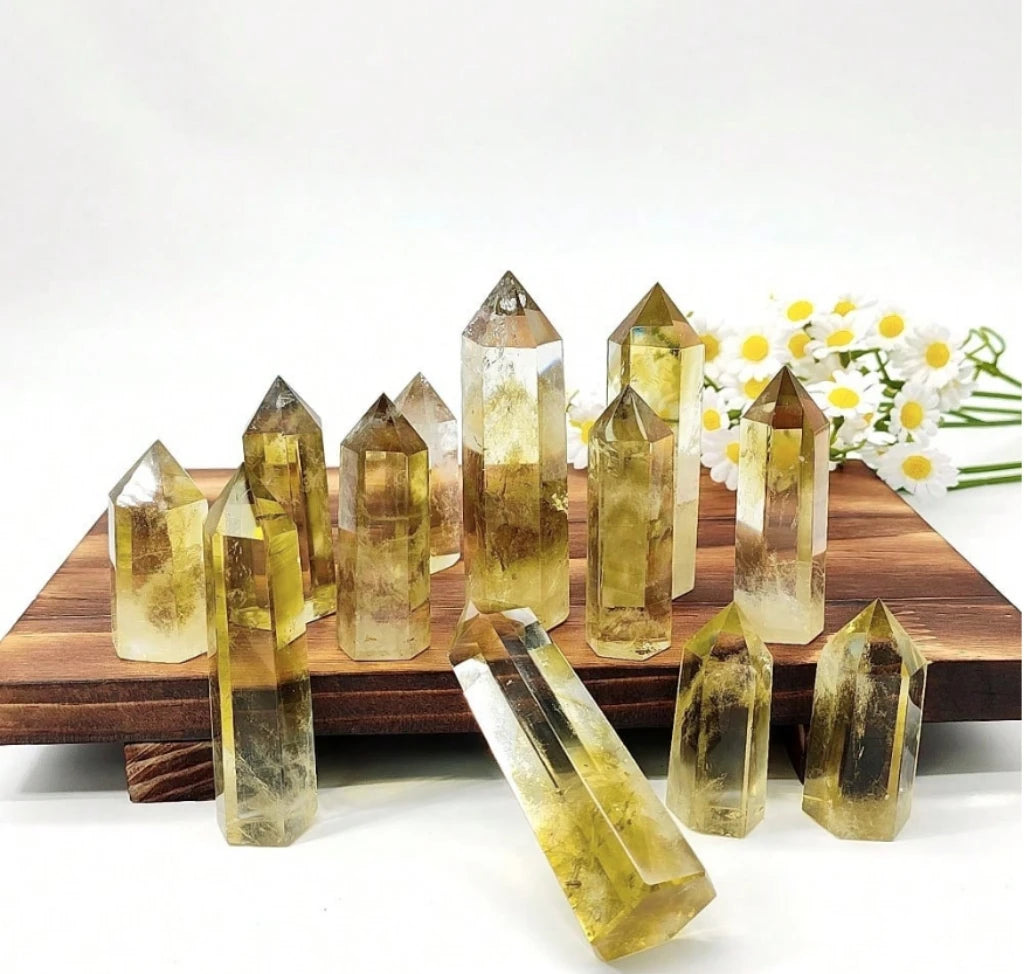 Natural Citrine Crystal Point Wand For Chakra Balancing And Energy Healing
