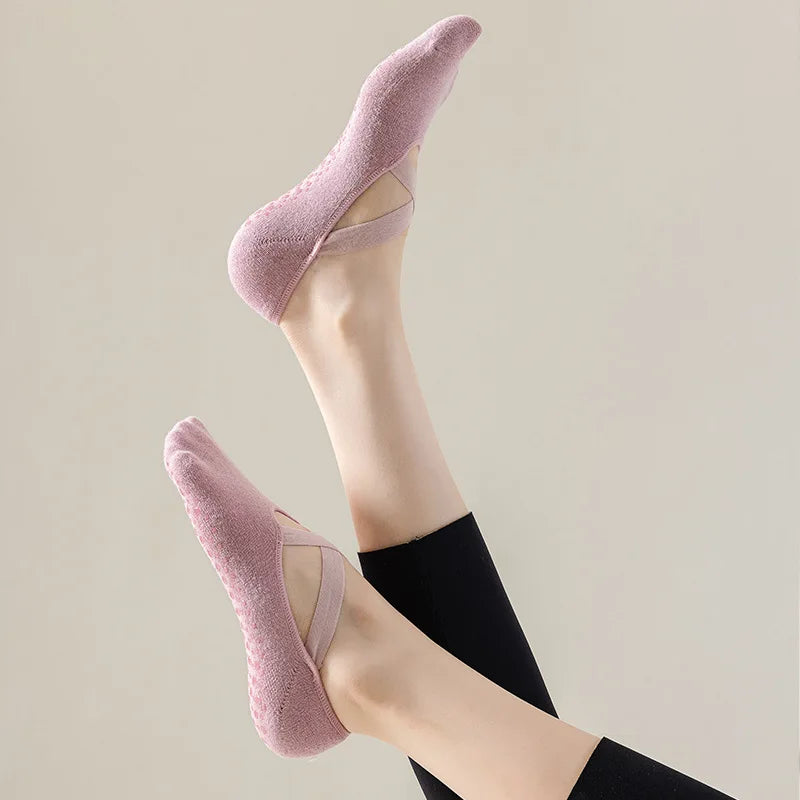 Women Yoga Socks Non Slip Silicone Grip Pilates Barre Sock Cotton