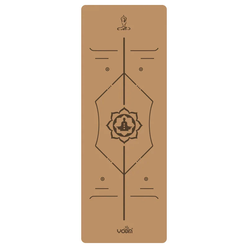 Natural Rubber and Cork Yoga Mat Extra Wide 5mm Thick with Alignment Lines