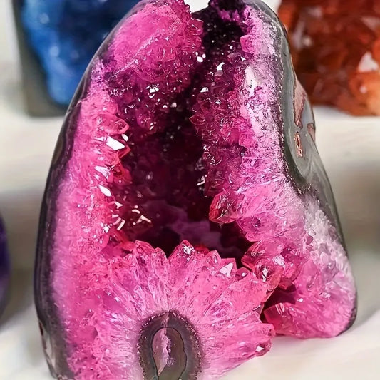 Rose Red Pink Geode Quartz Crystal For Healing And Home Decor 300 To 400g