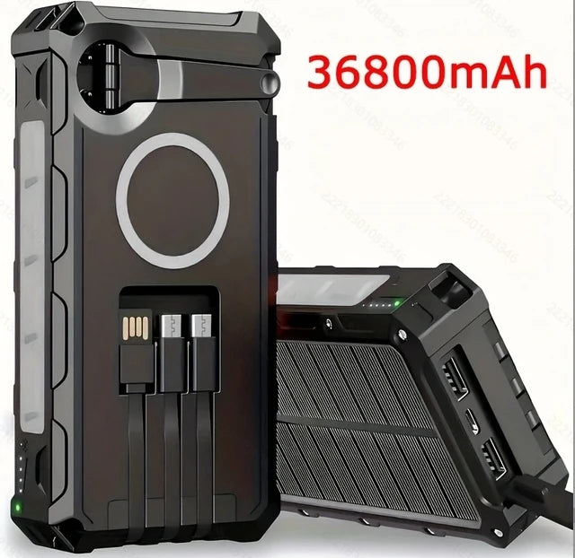 10000 20000 36800 38000 mAh Portable Solar Charger With Dual 5V USB Port Output And LED Flashlight