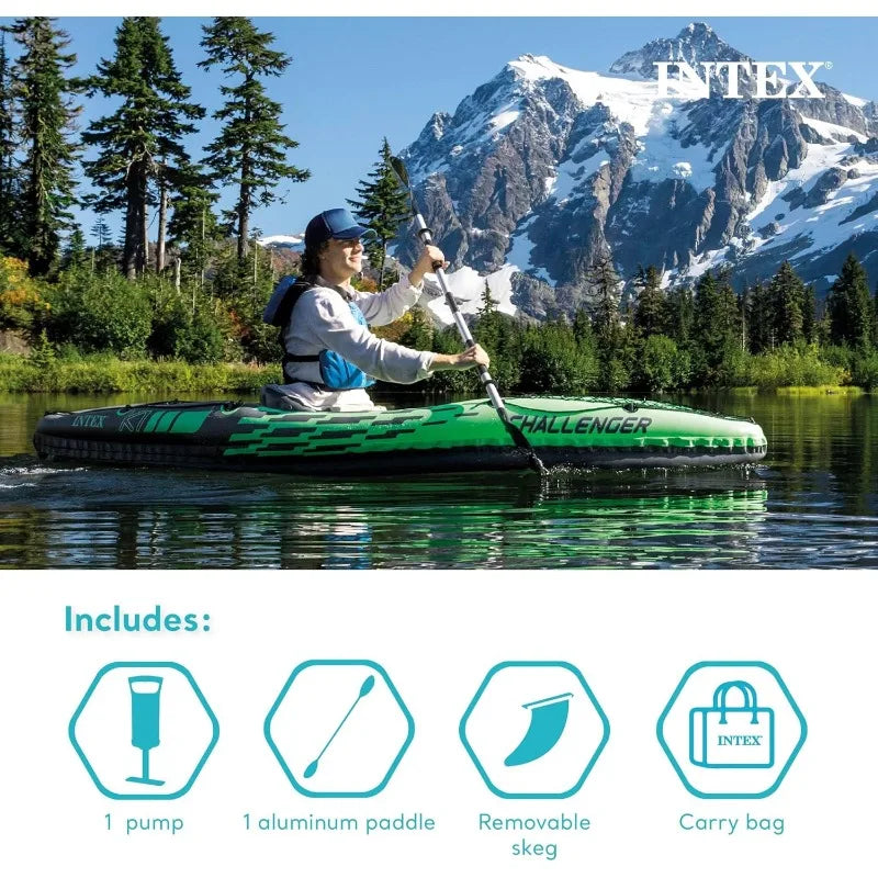 Intex Challenger Inflatable Kayak with Paddles and High-Output Pump