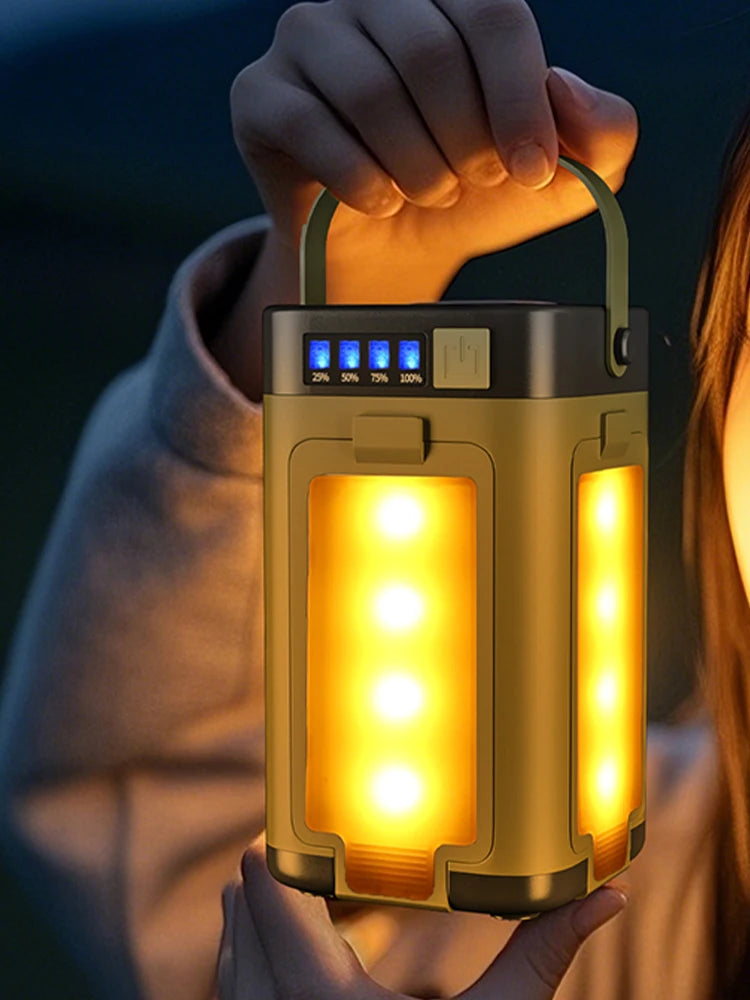 Foldable Camping Lantern With Power Bank Solar Rechargeable