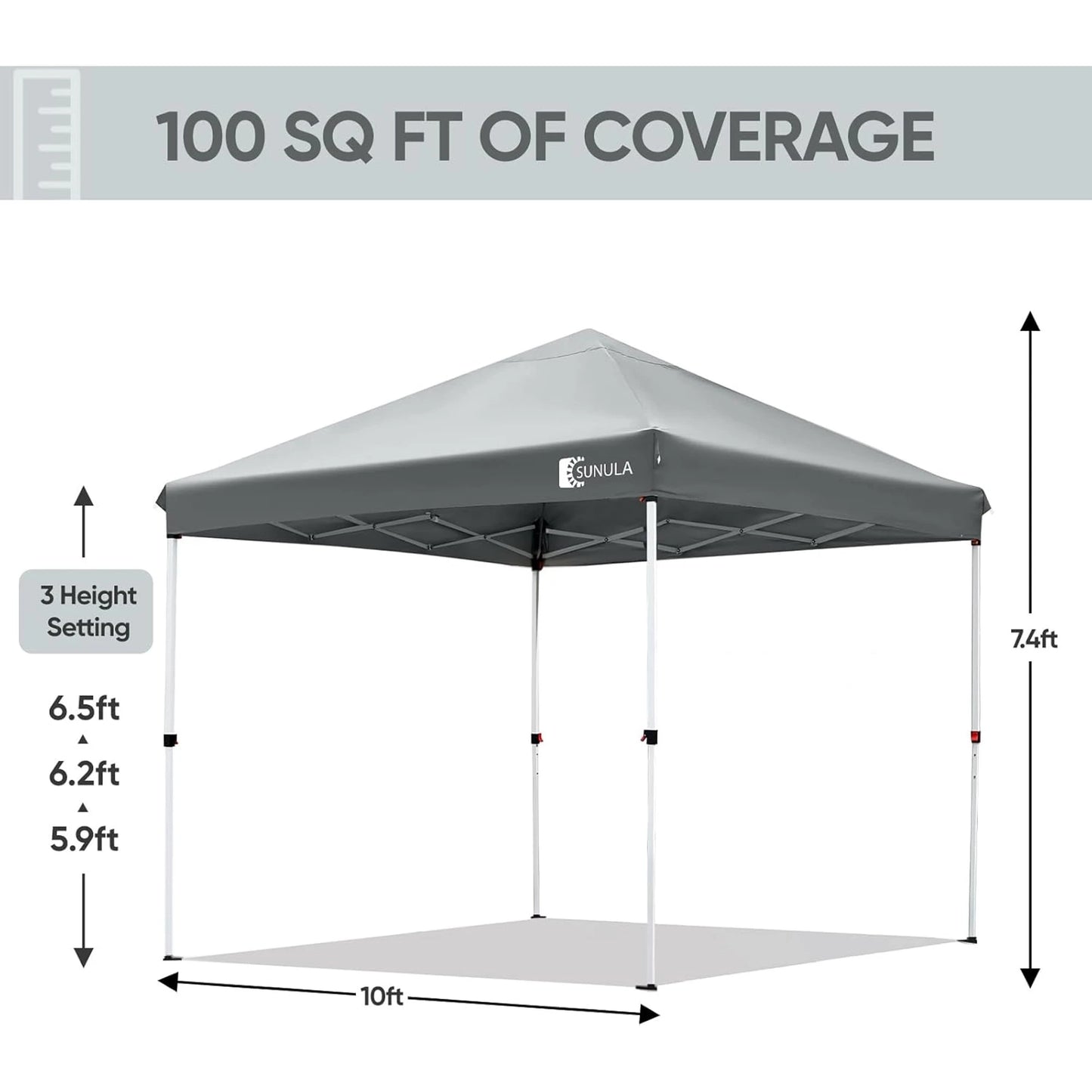 10x10 Pop Up Canopy Tent Instant Gazebo Portable Outdoor Shelter Easy Setup Gray