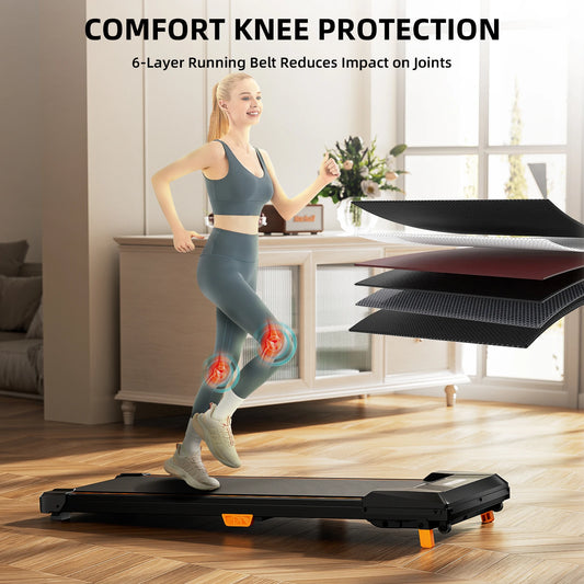 Under Desk Treadmill with Incline 330lbs Capacity Compact Portable Walking Pad