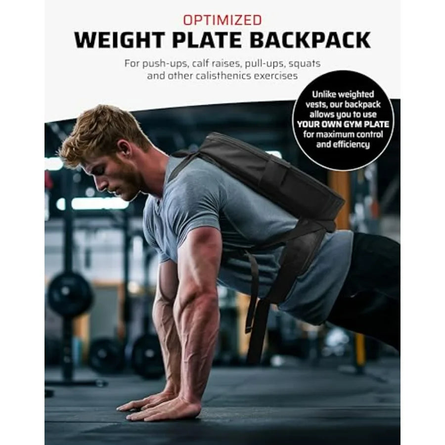 Weighted Gym Backpack Plate Carrier For Pushups Squats Calf Raises 17.5 Diameter