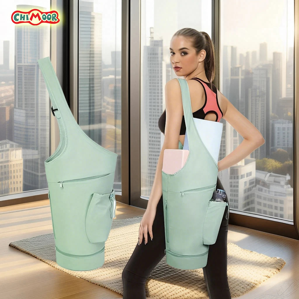 Large Yoga Mat Bag with Waterproof Pocket and Adjustable Shoulder Strap