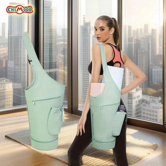 Large Yoga Mat Bag with Waterproof Pocket and Adjustable Shoulder Strap