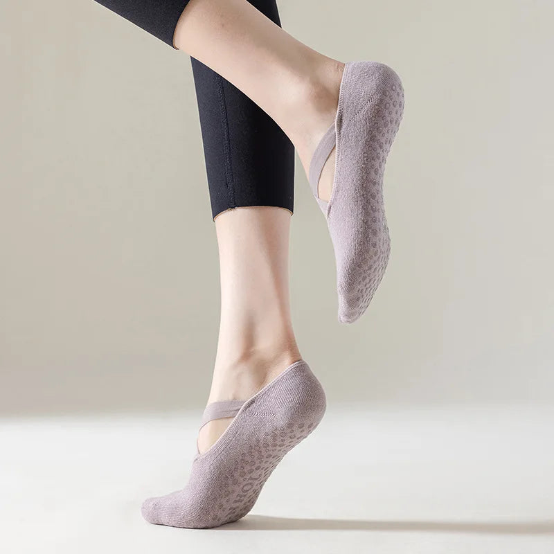 Women Yoga Socks Non Slip Silicone Grip Pilates Barre Sock Cotton