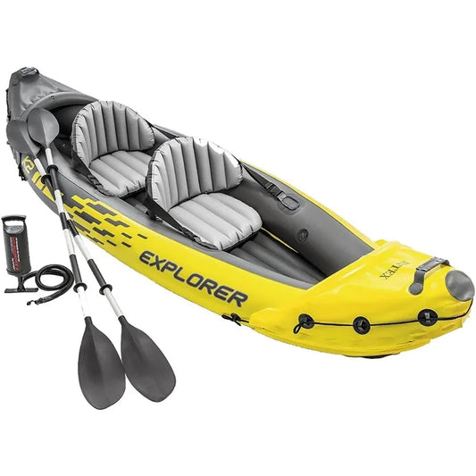 Intex Explorer K2 Inflatable Kayak Set with Oars and High-Output Pump
