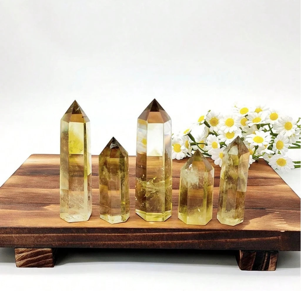 Natural Citrine Crystal Point Wand For Chakra Balancing And Energy Healing