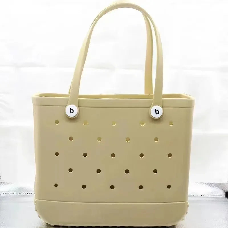 XL Waterproof Beach Bag for Women EVA Rubber Tote Storage Basket Travel Handbag