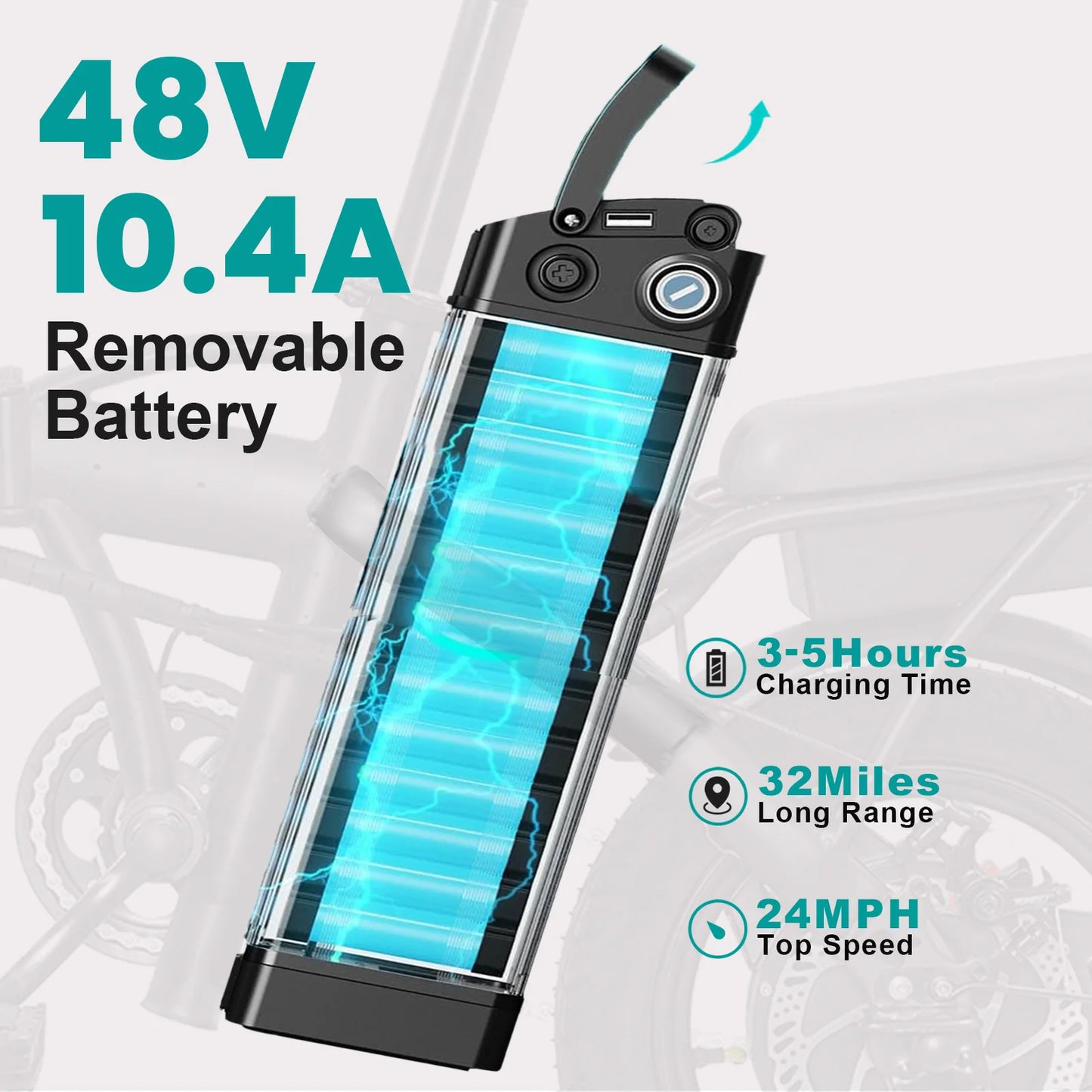 Foldable Electric Bike 500W For Adults Removable Battery