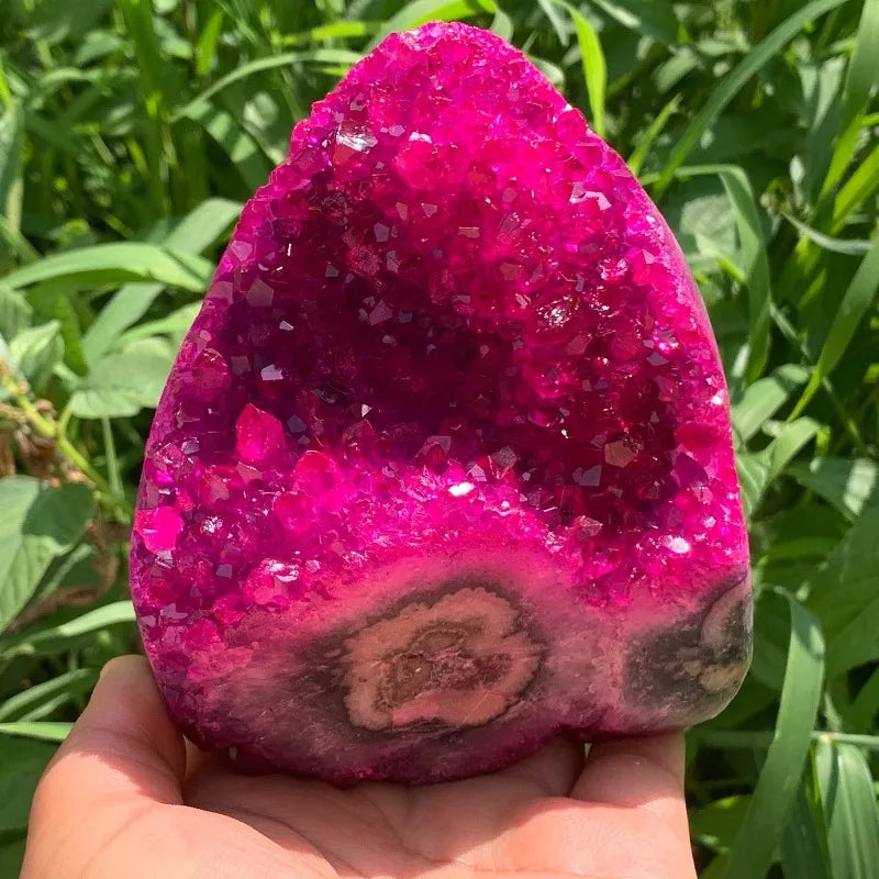 Rose Red Pink Geode Quartz Crystal For Healing And Home Decor 300 To 400g