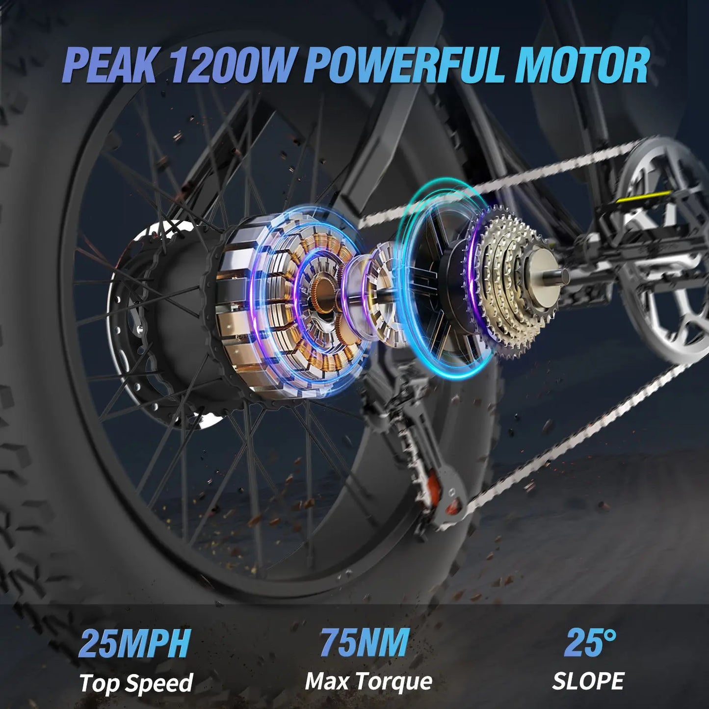 Ridstar Q20 Lite 1200W Fat Tire Electric Bike 48V 15Ah Mechanical Disc Brakes