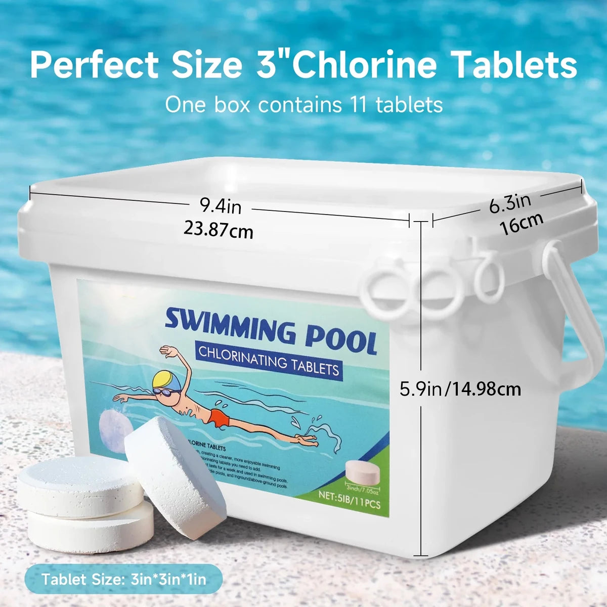 3 Inch 40 Pound Stabilized Chlorine Tablets for Pools Spas and Hot Tubs