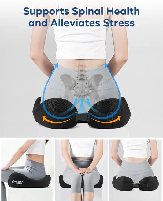 Ergonomic Memory Foam Seat Cushion for Tailbone Pain Relief in Office and Car