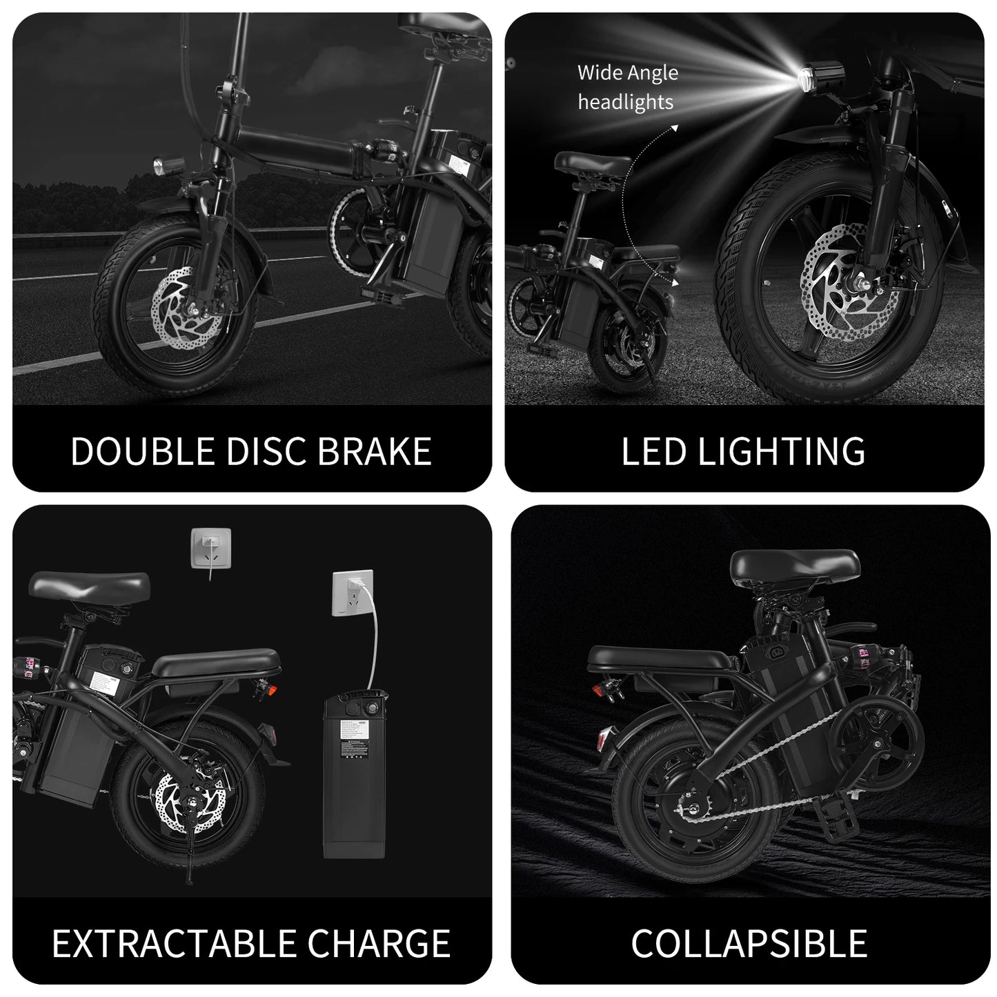 Foldable Electric Bicycle 500W Dual Disc Brake Seat And Basket 22 Mile Range