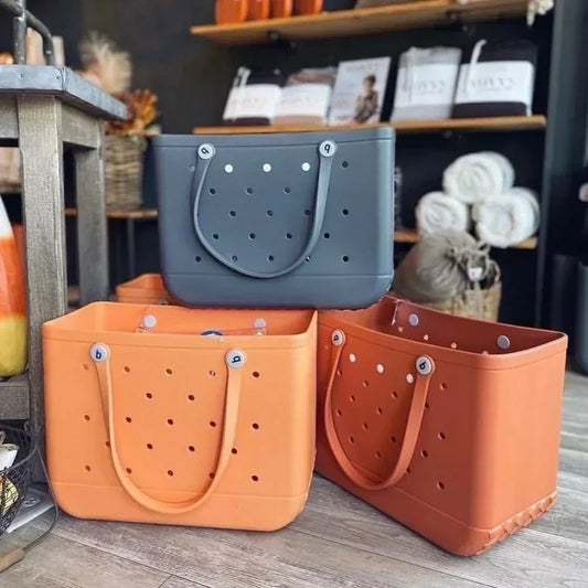 XL Waterproof Beach Bag for Women EVA Rubber Tote Storage Basket Travel Handbag