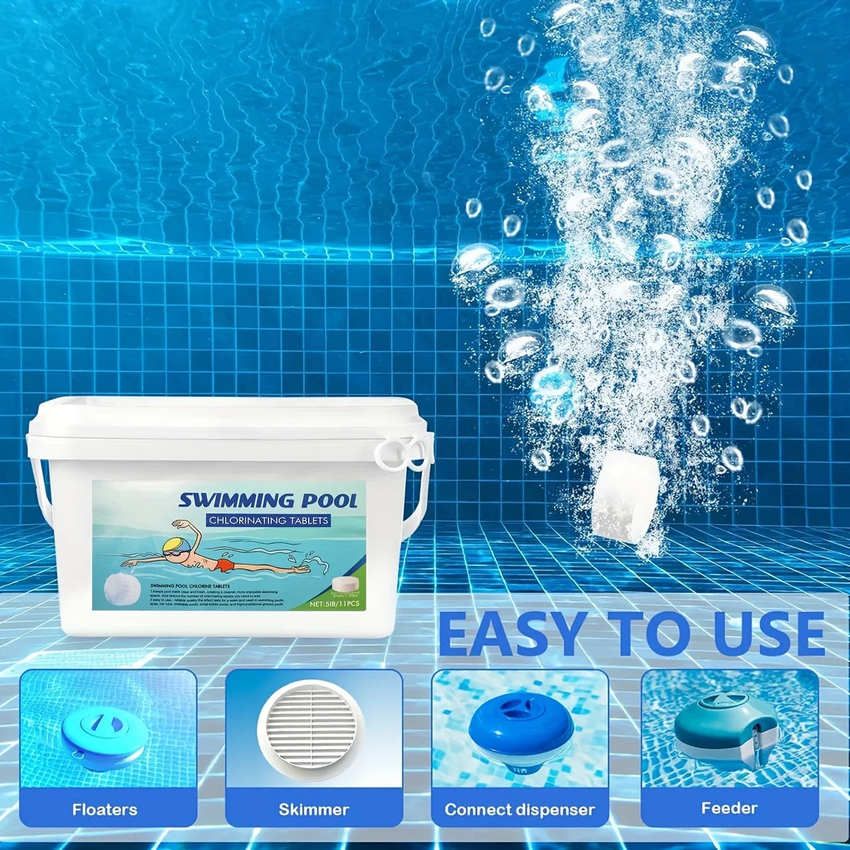 3 Inch 40 Pound Stabilized Chlorine Tablets for Pools Spas and Hot Tubs
